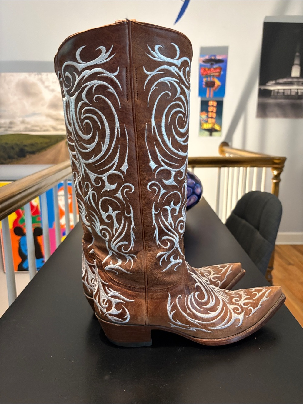 Old Gringo Tall 9.5 Embroidered Pointed Toe Western Boots
